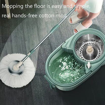 1 Set, Household Spin Mop And Bucket With Wringer Set, Household Rotating Floor Mop, Hands-free Wash Mop, Dust Removal Mop, Dry And Wet Use, Perfect For Home, Kitchen, Bathroom Floor, Cleaning Supplies, Cleaning Tool