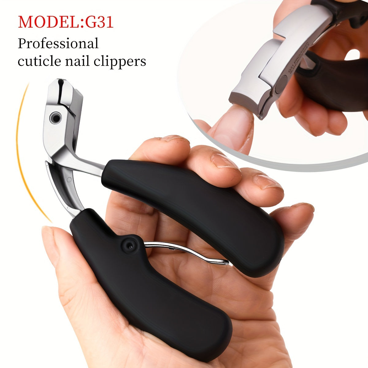 1pc Professional Nail Clippers G31, Heavy-Duty Toenail Trimmer, Anti-Splatter, Long Handle, Modern Style, Stainless Steel Blade, for Men and Seniors, Wide Opening, Sharp, Curved Blade