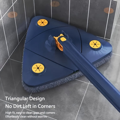 360° Rotating Triangle Mop Set with Long Handle - Hands-Free Washing, Dual-Use for Wet & Dry Cleaning on Floors, Walls, Ceilings, and Glass