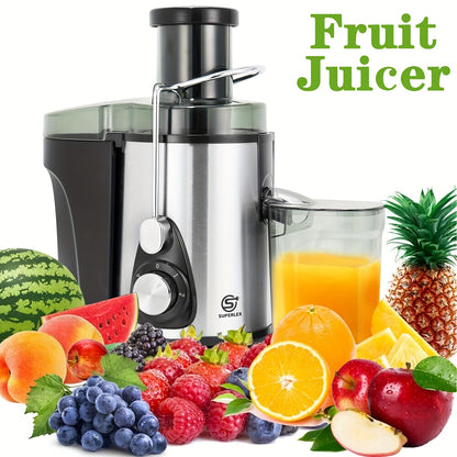 SUPERLEX 600W Centrifugal Juicers Machine Electric Whole Fruit And Vegetable2Speeds Setting Power Juicers Fresh Fruit Squeezer With 3-inch Wide MouthJuicerExtractor Silver [Energy Class A+ + +]