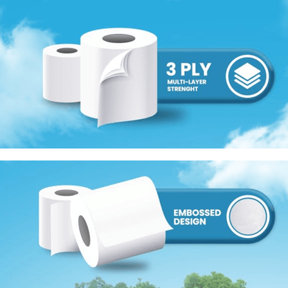 KLOUD 3PLY 72 TOILET ROLLS/NON SCENTED/ 8x9pkBLUE (KLOUD) family bundle