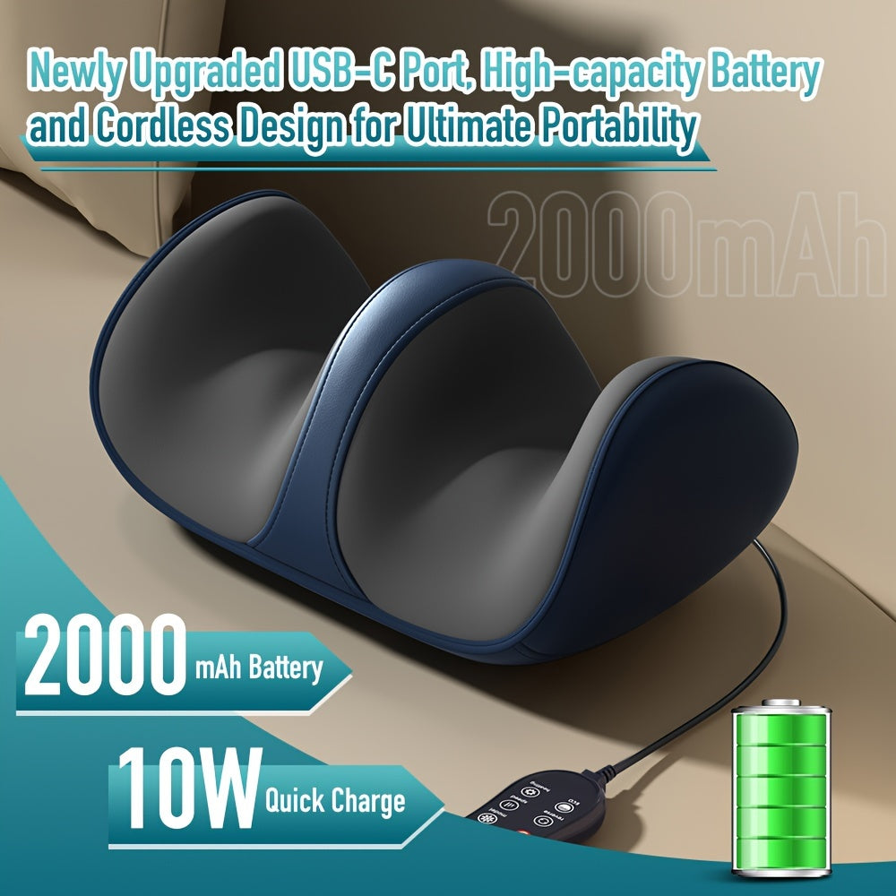 Cordless 3D Shiatsu Foot Massager with Heat and Deep-Kneading, USB Rechargeable Lithium Battery, Stress Relief Calf Massager for Circulation and Relaxation - Ideal Gift for Mom, Dad, and Friends