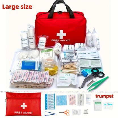 27pcs/173pcs Multi-purpose Small/Large First Aid Kit: Portable Bag For Outdoor Hunting, Hiking, Camping And More - Including Emergency Supplies! Included Accessories