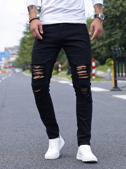 Improve product title: Men's Slim Fit Ripped Jeans - Trendy and Comfortable Stretch Denim Pants