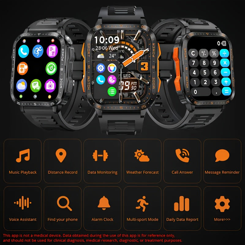 Extended Battery, Gawsug Smart Watch with LED Flashlight - Wireless Calling, 100+ Sports Modes, Weather & Message Notifications, Pedometer, Fitness Tracker for Android & iOS - USB Rechargeable, Silicone Band