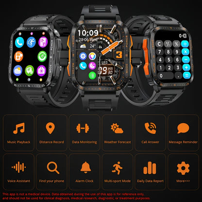 Extended Battery, Gawsug Smart Watch with LED Flashlight - Wireless Calling, 100+ Sports Modes, Weather & Message Notifications, Pedometer, Fitness Tracker for Android & iOS - USB Rechargeable, Silicone Band