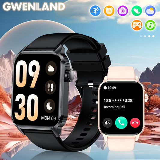 GWENLAND Pro Smartwatch - 4.65cm HD Touchscreen, IP68, Wireless Call & Text, 100+ Fitness Modes, Pedometer, Distance Tracker, Calorie Counter, USB Rechargeable - for Android & for iPhone