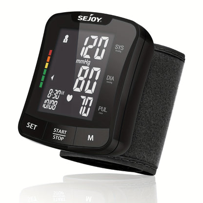 SEJOY Wrist Blood Pressure Monitor Bp Monitor Large LCD Display Blood Pressure Machine Adjustable Wrist Cuff 13.49-19.51cm Automatic 60x2 Sets Memory With Carrying Case For Home Use For Home Use