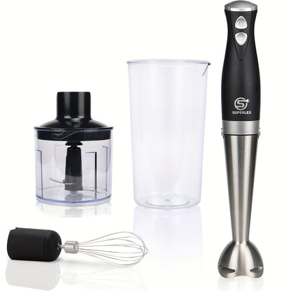 SUPERLEX 4-IN-1Hand Blender Set 700W Powerful Lmmersion Stick Blender FoodProcessor Mixer Whisk 8 500Ml Chopper Bowl & 700ml Cup, 2 Speed Stainless SteelFor Soup, Smoothies, Puree, Dip