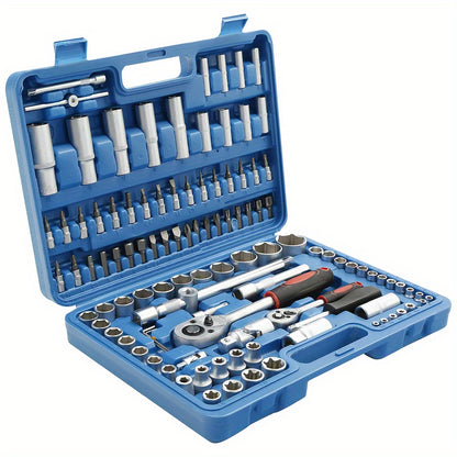 108PCS socket ratchet wrench set with ratchet torque wrench, socket and other high-end maintenance tool kit Automotive maintenance hardware for home appliance repair, car, bicycle repair, etc