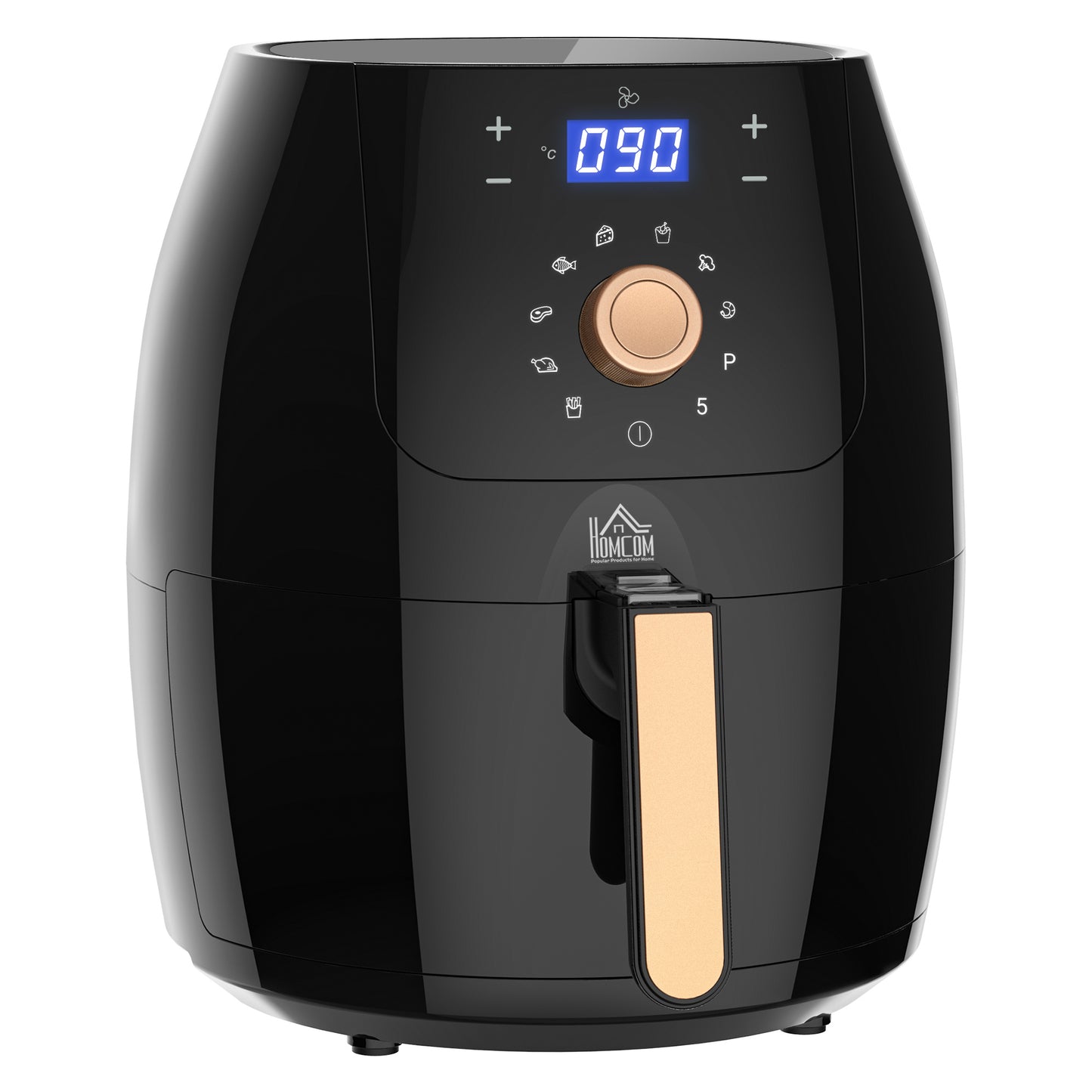 Air Fryer 5.5L 1700W with Digital Display Rapid Air Circulation Adjustable Temperature 60Min Timer Preheat Dishwasher Safe Basket for Healthy Oil Free Low Fat Cooking, Black & Rose Gold