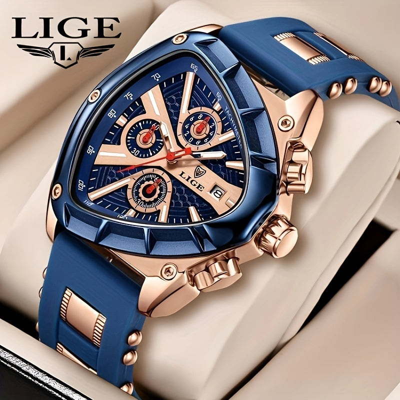 Triangle Luminous Pointers Fashion LIGE Quartz Wristwatch, Ideal Choice For Gift