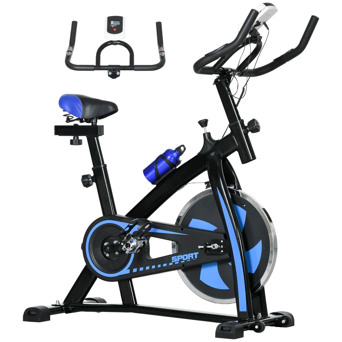 Indoor Exercise Bike, Stationary Bike, Cycling Machine with Adjustable Seat and Resistance, Heart Rate Sensor, for Home Gym Workout