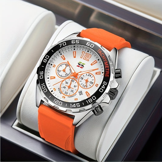 SWISH Multifunctional Night Light Sports Men's Watch Silicone Tape Quartz Chronometer, Ideal choice for Gifts For King's Day