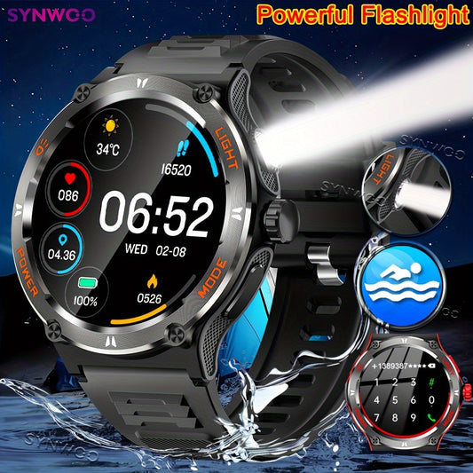 Synwoo Smart Watch for Men & Women - Waterproof, Wireless Calling, Voice Assistant, Compass, 100+ Sports Modes, High-Capacity Battery, Fashionable Digital Display with Silicone Band