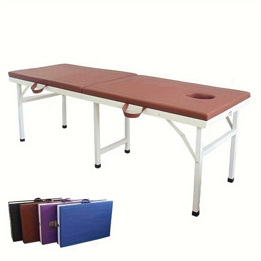 Professional 60/70cm Massage Table: Portable, Memory Foam, PU Leather, 2 Fold, Facial Esthetician Salon SPA Bed - No Fragrance, Battery-Free