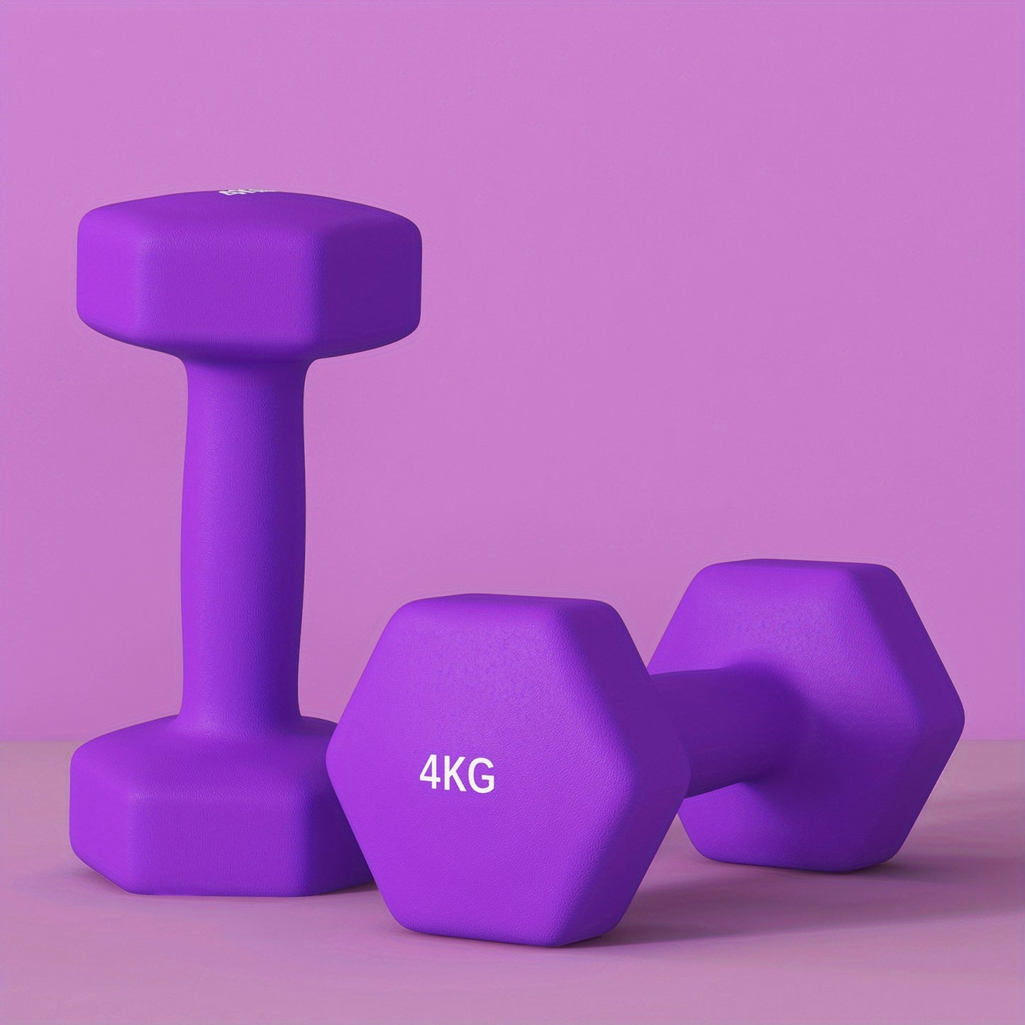 Set of 2 Hex Dumbbells, Weights Pair with Non-Slip Grip, Home Gym Fitness Training Equipment, 2 x 4kg, Purple