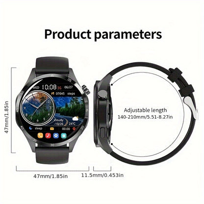 Paearofero Men's Smartwatch - 2024 New Model with NFC, GPS Tracking, HD Display, AI Voice Assistant, Wireless Calling, Fitness & Sports Tracker - Stainless Steel/Silicone Band - Perfect Father's Day Gift