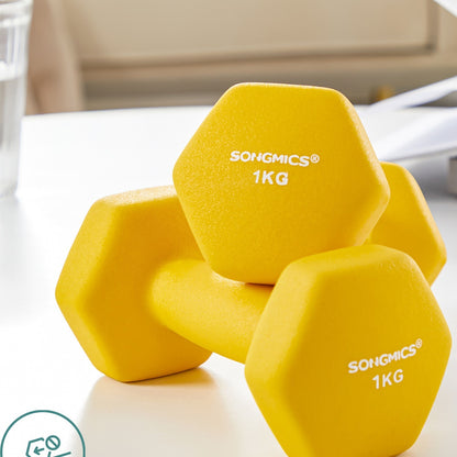 SONGMICS Set of 2 Dumbbells, Hexagonal Dumbbells Pair, Home Workout, Fitness Training Exercise