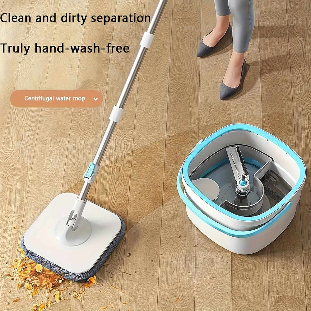 2-in-1 Spin Mop and Bucket Set, Reusable Microfiber Mop with Detachable Handle, Easy Clean No-Power Required, for Office, Home, Living Room, Kitchen Floor Cleaning