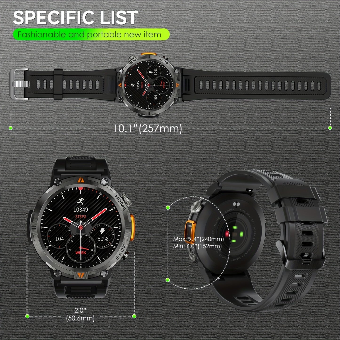 Mens Smartwatch - Wireless Call & Message Hub, HD Fitness Tracker - Sporty Design, Compatible with iPhone & Android