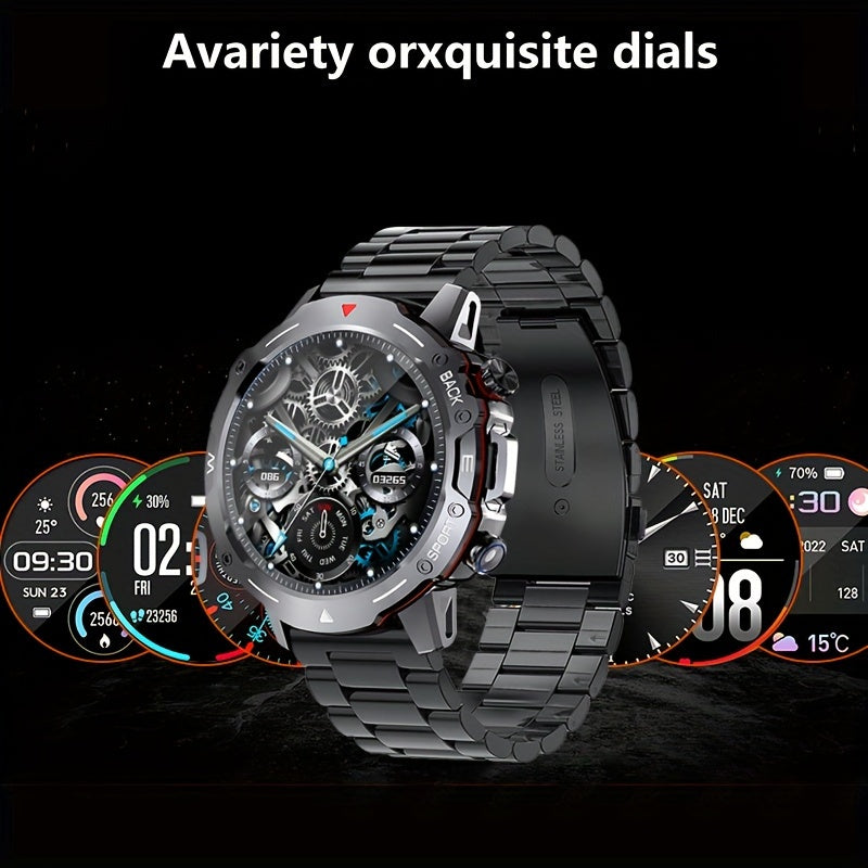 1pc Men'S Multi-Function Sports Smartwatch with Call Function, 3.53cm HD Full Touch TFT Screen, IP67 Waterproof, 100+ Sports Modes, USB Charging, Wireless 5.3, Rechargeable Lithium Polymer Battery, Stainless Steel Strap, Plastic Body