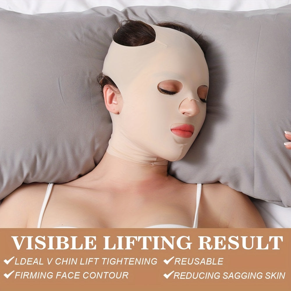 Facial Lifting Mask Full Coverage Lifting Face V Line Belt Reusable Double Chin Care V Face Bandage Beauty Ultra-thin And Comfortable For Summer