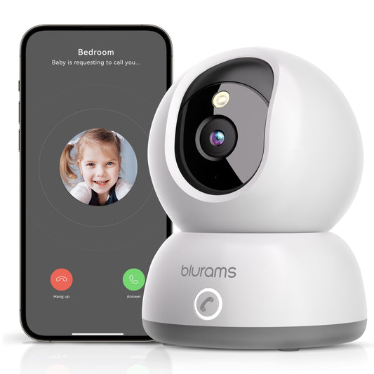 Blurams 2K Indoor Security Camera with One-Touch Call, Home Security Camera for Dog/Baby Monitor/Elder, 2.4GHz Wi-Fi Security Camera, Color Night Vision, Motion Tracking & Detection, Cloud & SD Card Storage, Works with Alexa & Google Assistant