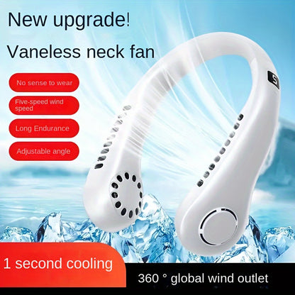 Rechargeable Neck Fan with 5 Speeds-Silent Portable Neck Fan - USB Rechargeable Air-Cooled Fan with 5 Speeds and Bladeless Design - Perfect forSummer Outdoor Activities and Camping