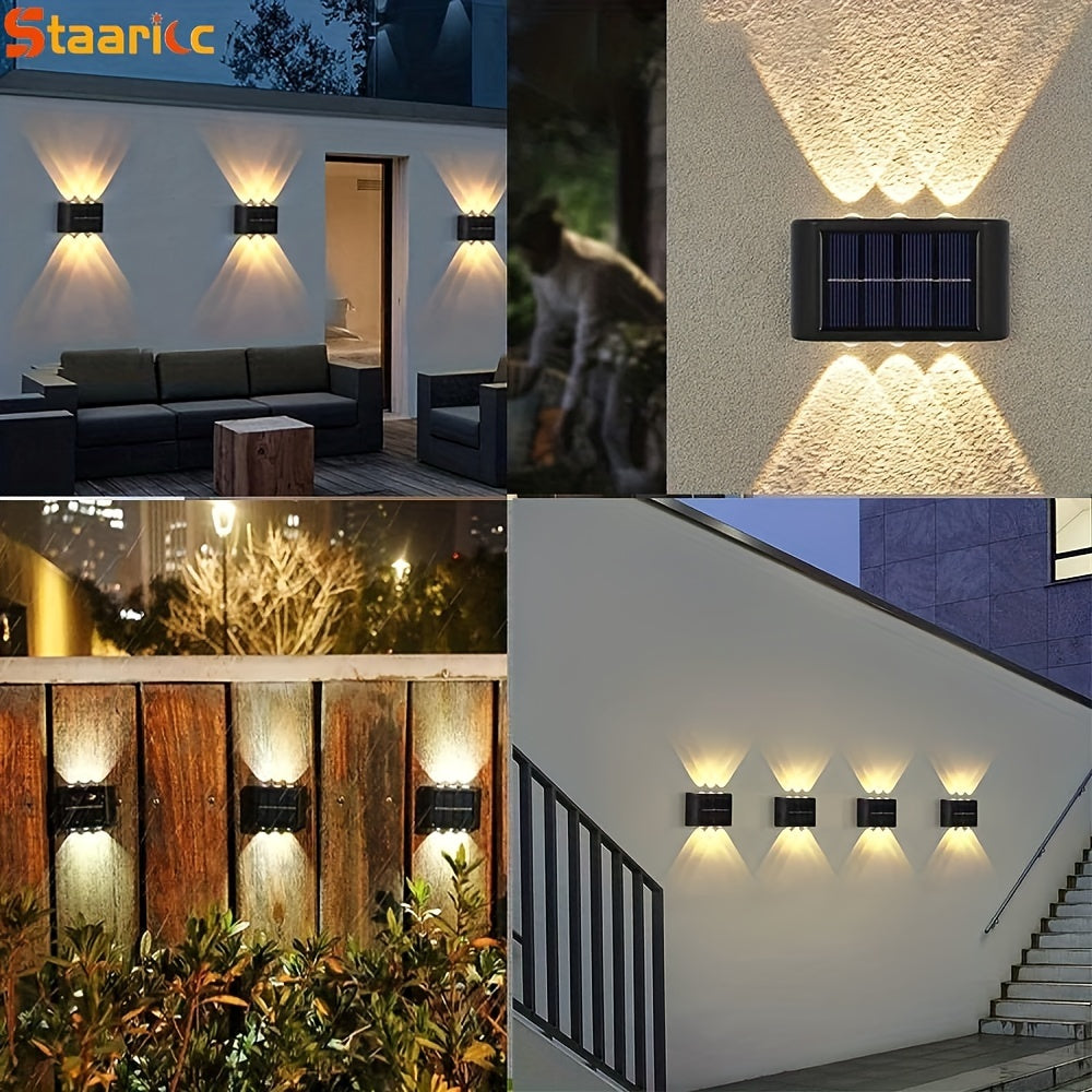 Staaricc 6/4/2pcs Solar Wall Light, Outdoor 6 LED Deck Lights, Wall Light, For Courtyard, Street, Fence, Garage, Garden Perfect Decoration Eid Al-Adha Mubarak