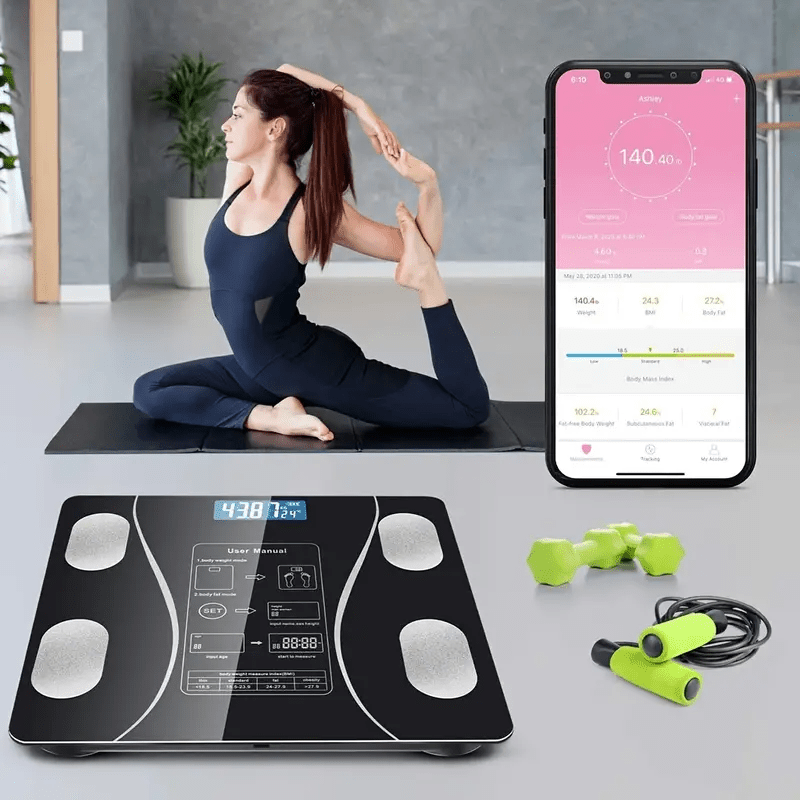 1pc Smart Digital Bathroom Scale - High-Accuracy Weight and Body Fat Measurement, Smartphone App Connectivity, Easy-to-Use Bathroom Tool for Health and Fitness Tracking