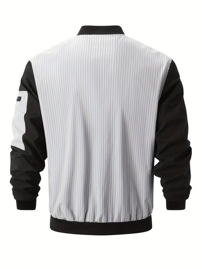 Revised product title: Stylish Men's Color Block Baseball Jacket - Comfortable Spring and Fall Coat