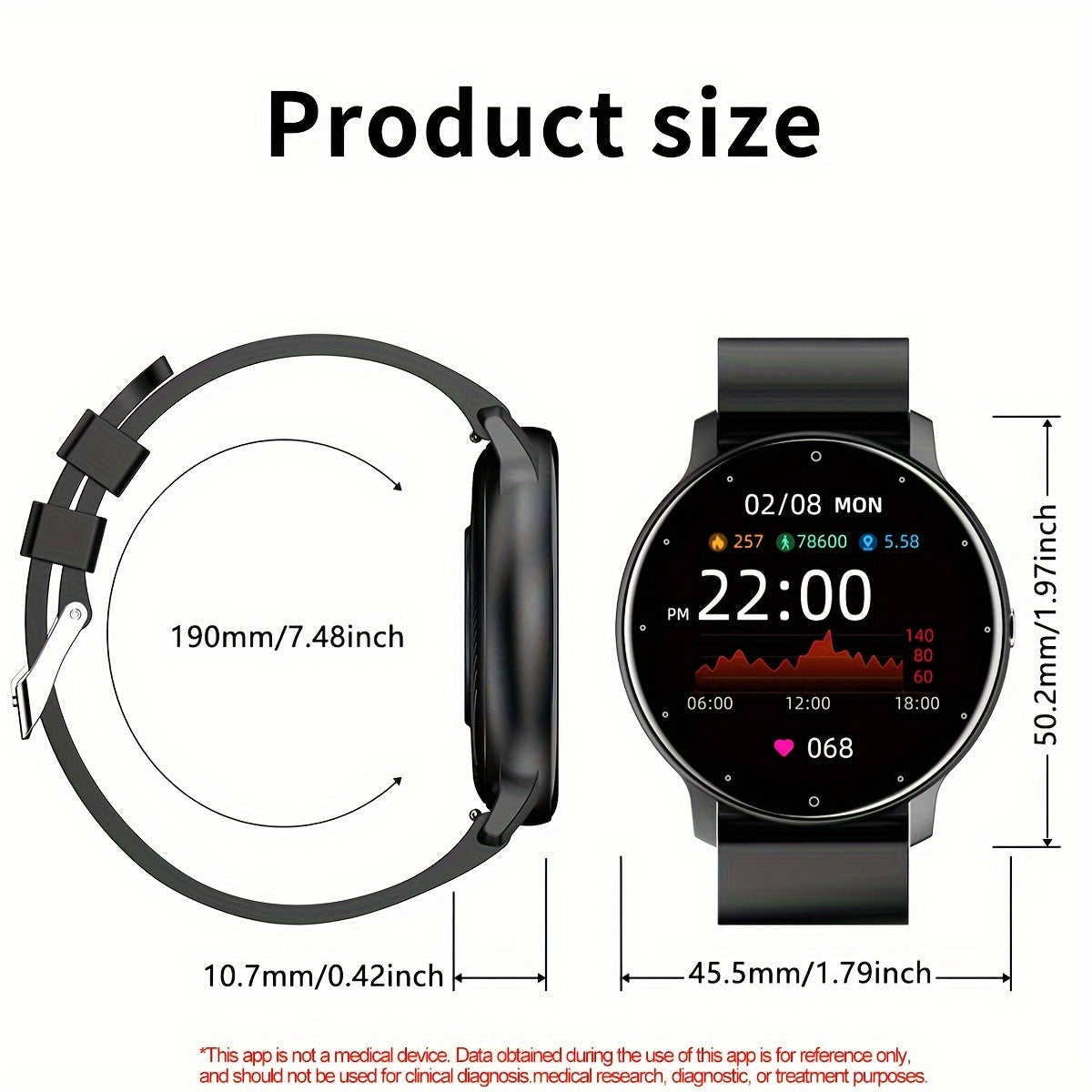 LIGE Sport Smartwatch For Men, HD Full Screen Waterproof Multiple Sports Modes, Sleep Monitoring, Brightness Adjustment, Reminder Message, Compass, Mileage Record Smart Watch