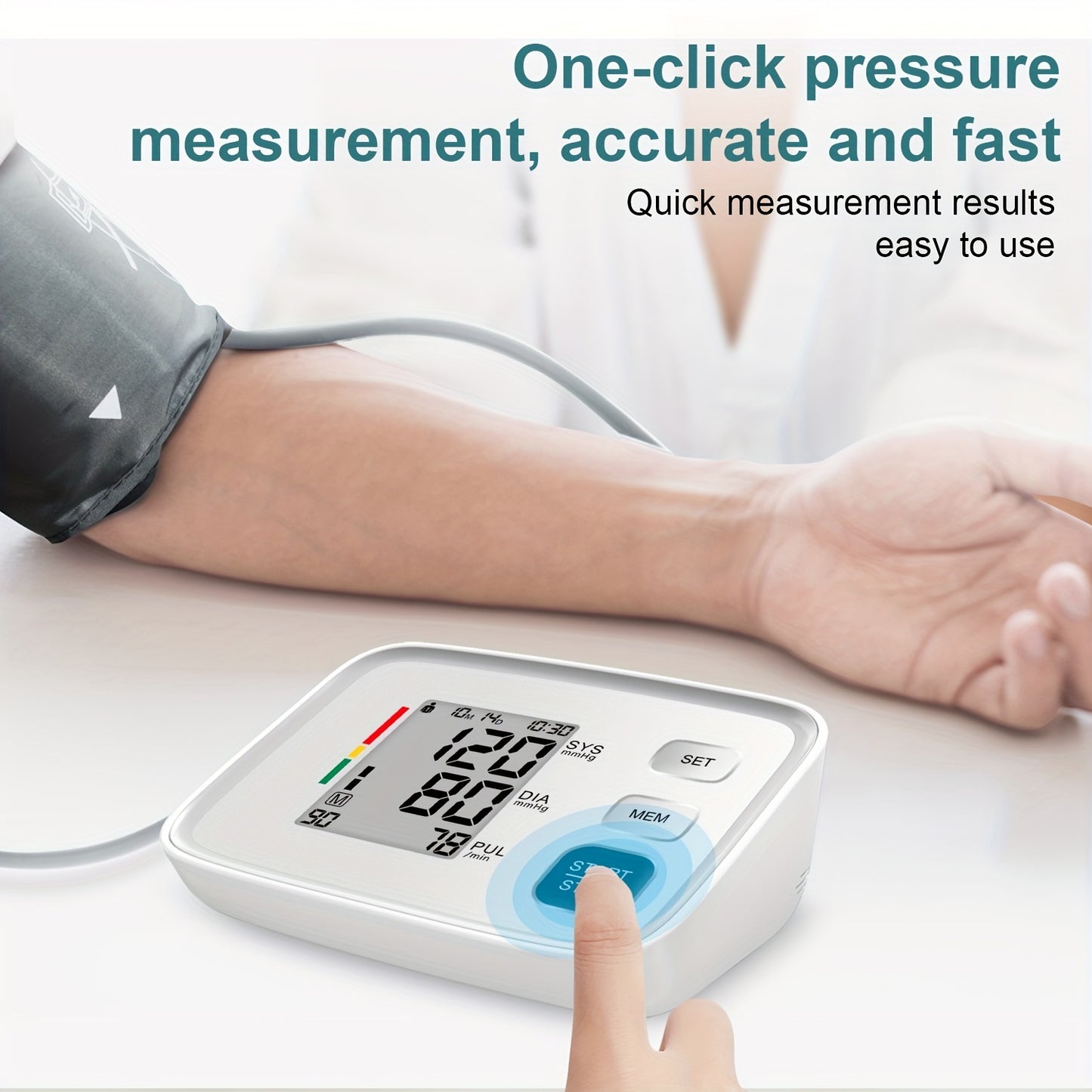 Home Blood Pressure Monitor with 8.7-17 Inch Blood Pressure Cuff BP Cuff Automatic Upper Arm Cuff Digital Blood Pressure Machine (Batteries not included)