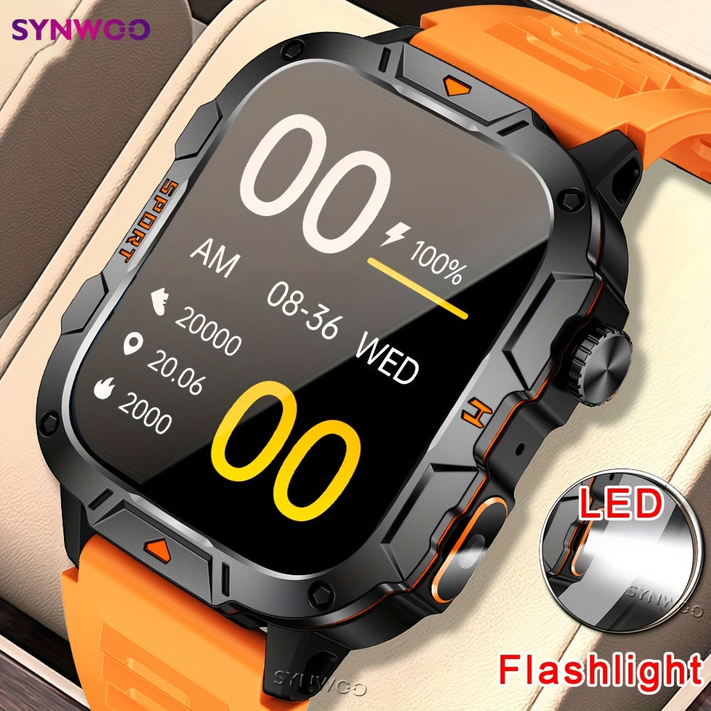 SYNWOO Smart Watch, Casual Style, Digital Display, Alloy Case, Silicone Band, AI Voice Assistant, Wireless Call, Alarm Clock, Exercise Tracker, Music Playback, Flashlight, Wireless Compatible, Rechargeable Battery, 420mAh, for iPhone & Android, Ideal Gift