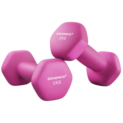 SONGMICS Dumbbells Set of 2 Dumbbells Hexagon Neoprene Coating Strength Training Workout Fitness Training Home