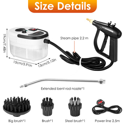 Handheld Steam Cleaner, 2500W Steam Cleaner with 6 Speeds, 1.2L High-Pressure 10s Fast Heating Portable Cleaning Steamer Machine with 3 Brush Heads for Home Cleaning Tile Car Kitchen Bathroom Grout