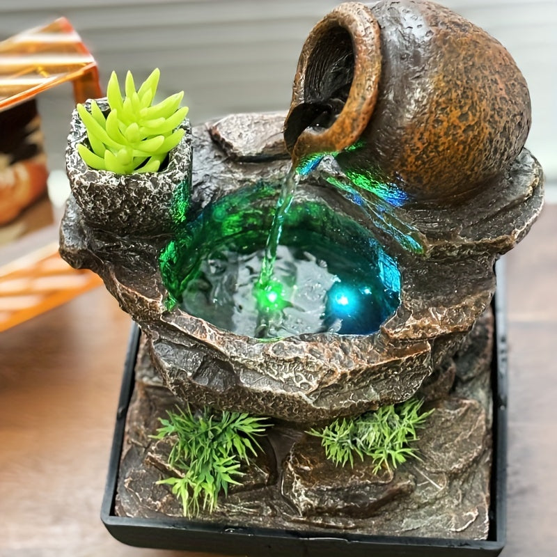 Charming Resin Garden Fountain - USB Powered, 29.01cm Tall Cascading Water Feature for Indoor & Outdoor Decor, Perfect Housewarming Gift