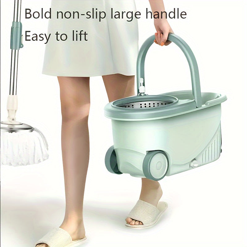 1 Set, Household Spin Mop And Bucket With Wringer Set, Household Rotating Floor Mop, Hands-free Wash Mop, Dust Removal Mop, Dry And Wet Use, Perfect For Home, Kitchen, Bathroom Floor, Cleaning Supplies, Cleaning Tool