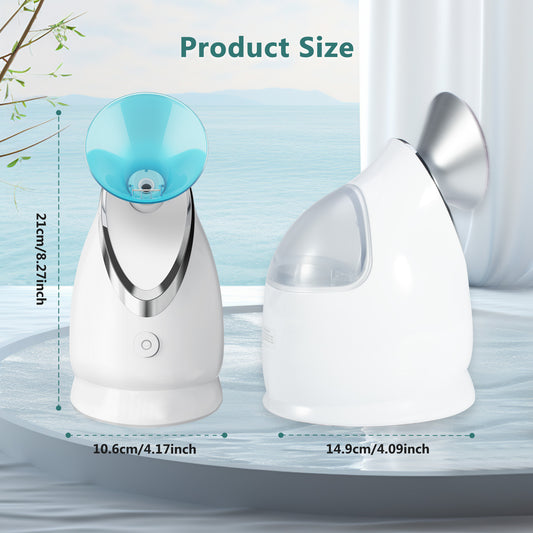 2331A Facial Steamer Ionic Face Steamer for Home Facial, Warm Mist Humidifier Atomizer for Face Sauna Spa Sinuses Moisturizing, Unclogs Pores, 1 Pack + 5 Stainless Steel Skin Kit Blue