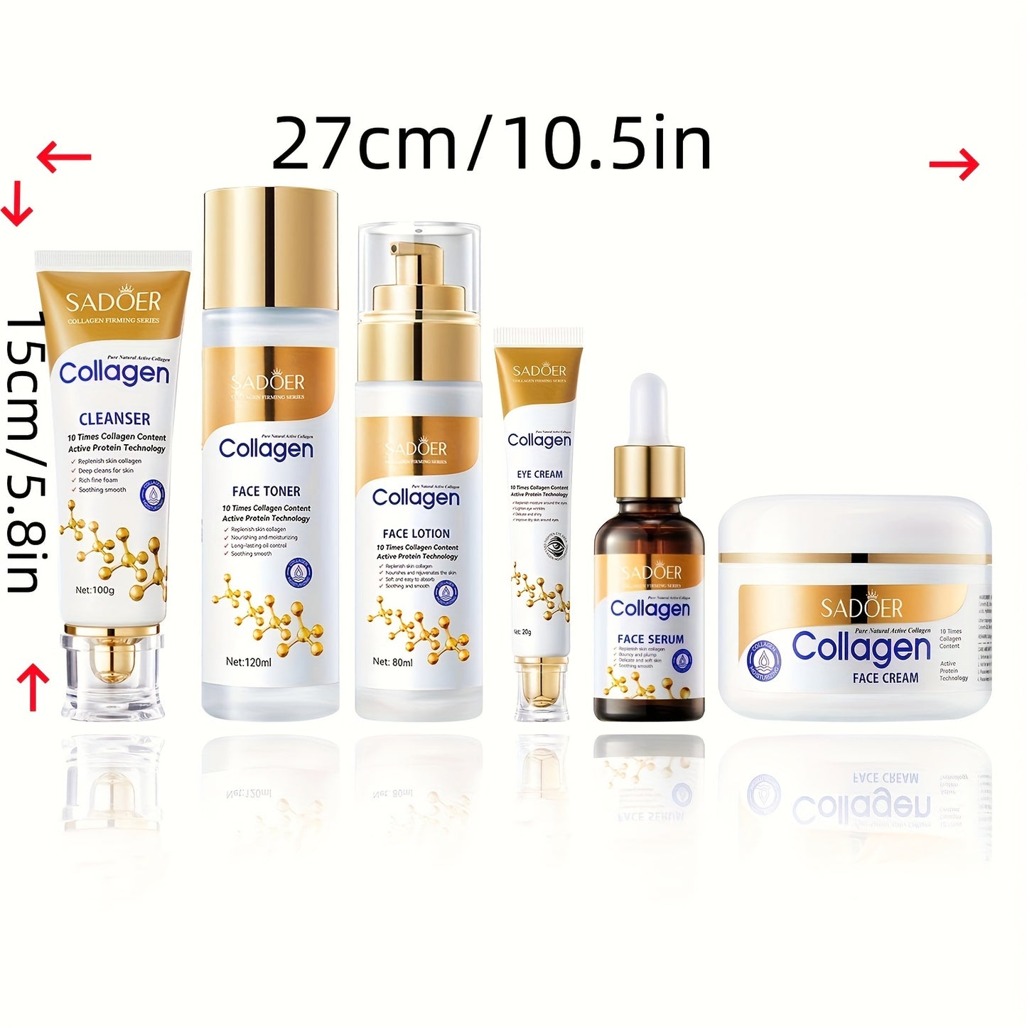 Collagen Facial Skin Care Set 6-In-1 Skin Care Gift Set, Facial Cleanser, Face Serum, Face Cream, Eye Cream, Toner & Lotion, Moisturizing, Ideal For Birthday & Self-Care Gifts