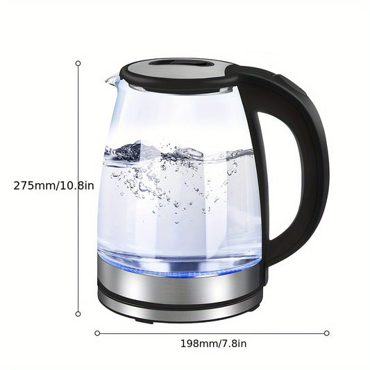 2L Electric Kettle Glass Fast Boil 360 Blue LED Illuminated Portable Jug 1800W Portable Jug Security Home Kitchen Living Room