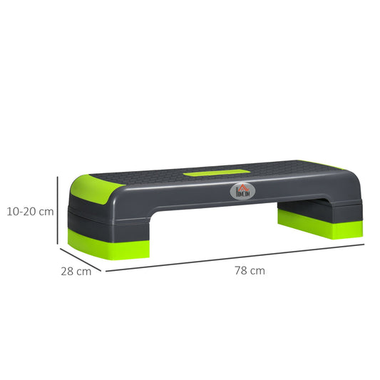 Aerobic Step, 10cm, 15cm & 20cm Height Adjustable Steppers for Exercise Workout, Nonslip Step Board Great for Home & Office, Grey and Green