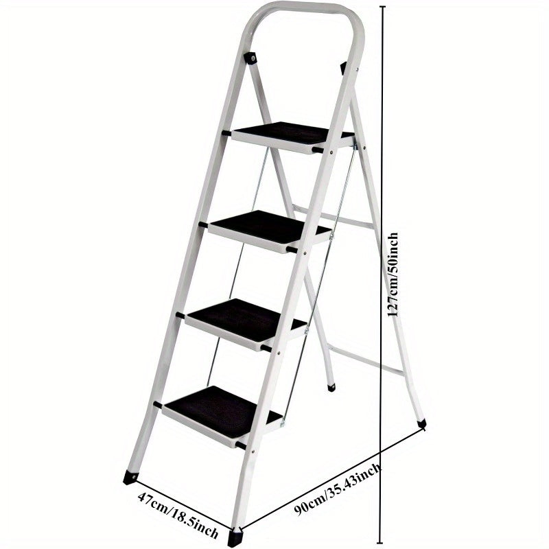 Ladder Heavy Duty Steel Collapsible Portable with Non-Slip Mat